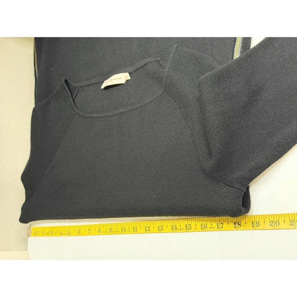 Tory Burch Sweater Women Medium Black Merino Wool Boat Neck Knit Staple Designer